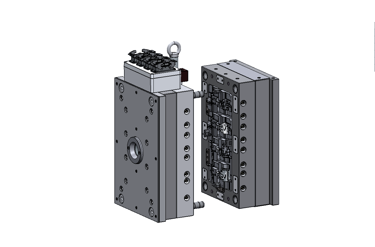 Molde 4+4 cavidades BEARING PLATE abierto