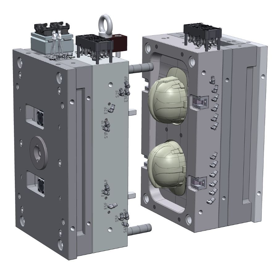 Moule à 2 empreintes, ouvert