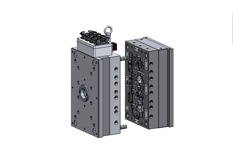Moule à 4+4 empreintes, ouvert